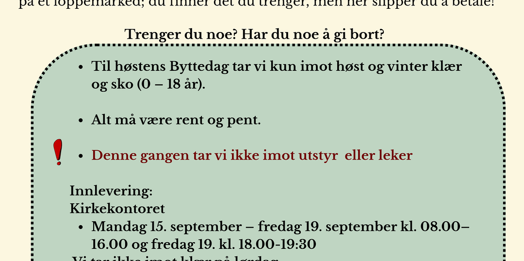 Bilde/illustrasjon for BYTTEDAG